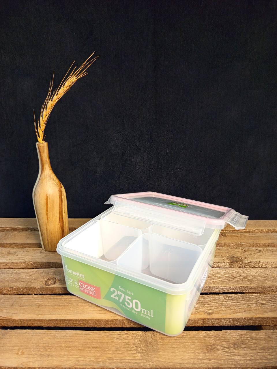 ظرف فریزری مربع چهارخانه 2750 میلی لیتر کد 3484-5